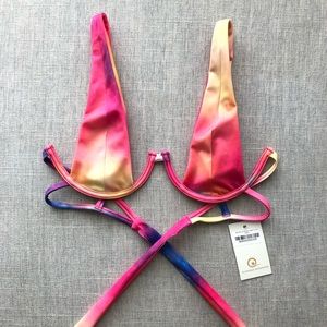 Plumeria Pink & Orange Sunset Splash Bikini—Small